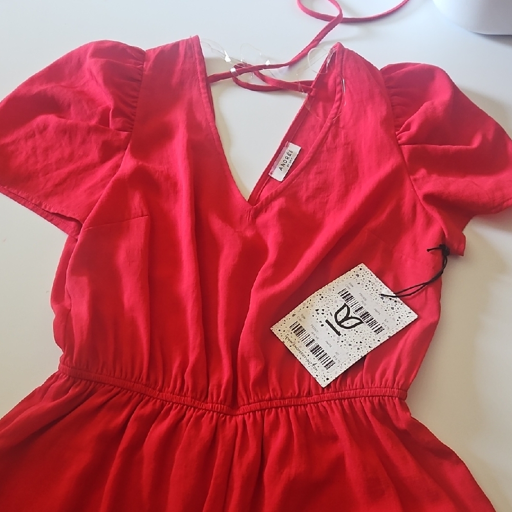 ANDREE BY UNIT Scarlet Puff Sleeve Mini Dress
